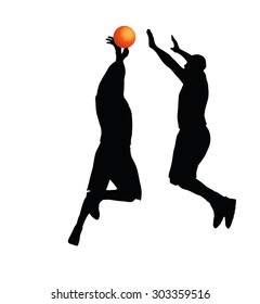 Vector Image - basketball player man silhouette isolated on white background