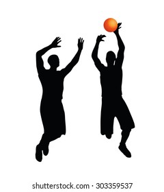 Vector Image - basketball player man silhouette isolated on white background