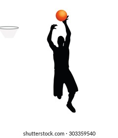 Vector Image - basketball player man silhouette isolated on white background