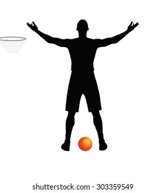Imagen vectorial - silueta del jugador de baloncesto aislada en fondo blanco