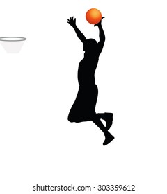 Vector Image - basketball player man silhouette isolated on white background