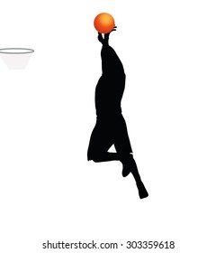 Vector Image - basketball player man silhouette isolated on white background