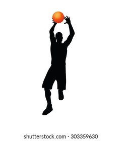 Vector Image - basketball player man silhouette isolated on white background