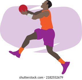 vector image of a basketball player performing a skill with an opposing player. basketball game is done in a sporty game