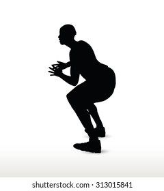 vector image - basketball player silhouette in hold pose, isolated on white background

