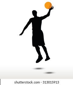 vector image - basketball player silhouette in slam pose, isolated on white background
