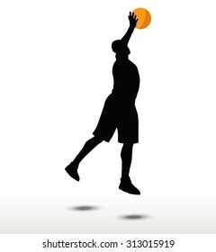vector image - basketball player silhouette in slam pose, isolated on white background