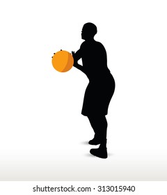 vector image - basketball player silhouette in pass pose, isolated on white background
