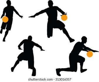vector image - basketball player silhouette in drible pose, isolated on white background
