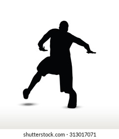 vector image - basketball player silhouette in drible pose, isolated on white background
