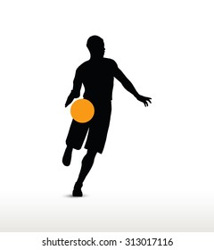 vector image - basketball player silhouette in drible pose, isolated on white background
