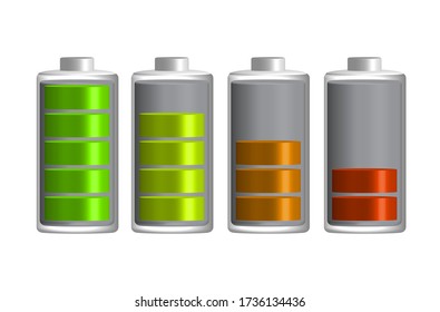 Vector image. Battery level icons. Image of charging stacks.