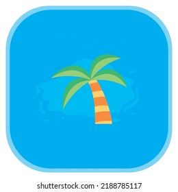 vector image, beach element icon with blue background