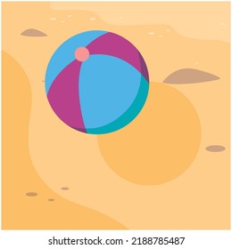 vector image, beach element icon with yellow background and shadows