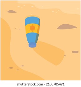 vector image, beach element icon with yellow background and shadows