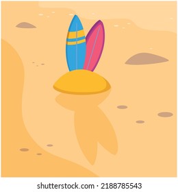 vector image, beach element icon with yellow background and shadows