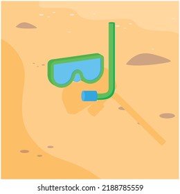 vector image, beach element icon with yellow background and shadows