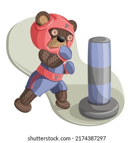 Vector image of a bear in a boxing outfit. Concept. Cartoon style. EPS 10