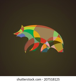 Vector image of an bear design on brown background