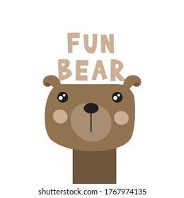 Vector image of a bear. Funny picture of a cute bear.