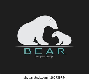 Vector image of an bear on black background