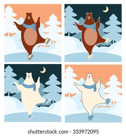 Vector image of the Bear on the ice