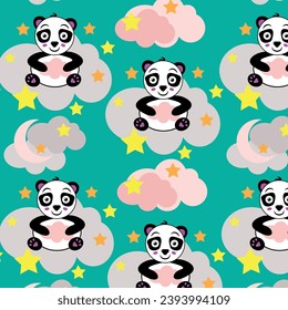 Vector image of bears in a colorful pattern for children's print. Textiles or colorful packaging.