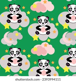 Vector image of bears in a colorful pattern for children's print. Textiles or colorful packaging.