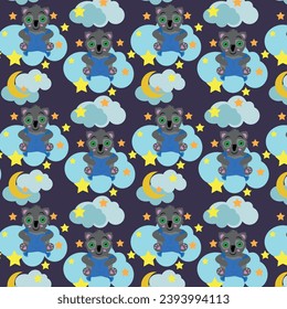 Vector image of bears in a colorful pattern for children's print. Textiles or colorful packaging.