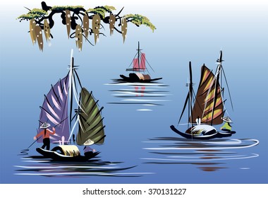 Vector image of beautiful Asia 