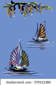 Vector image of beautiful Asia