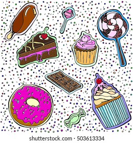 Vector image of beautiful bright delicious sweets