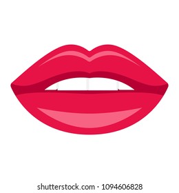 Vector image of beautiful female lips, red lipstick