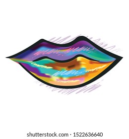 Vector image of beautiful female lips, 
lipstick, Sexy lips isolated on white background