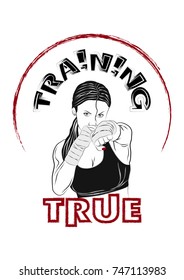 The vector image of the beautiful girl - the fighter of the Mixed martial arts (MMA). Vector illustration.
