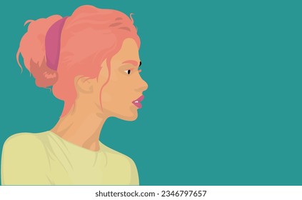 Vector image of a beautiful girl with long hair for a poster. Concept poster in pop art style.
