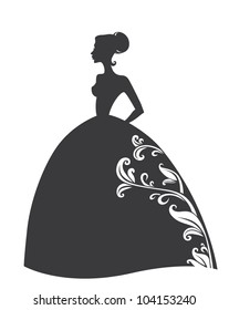 vector image of beautiful girl wearing ornamental wedding dress