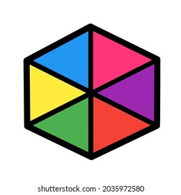 Vector image of a beautiful hexagon in various colors.