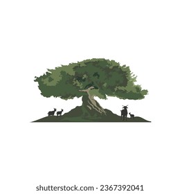 vector image of beautiful scenery like a painting.