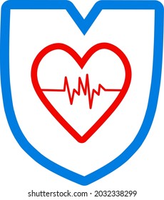 Imagen vectorial de un hermoso escudo y corazón de símbolo de amor.