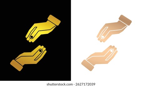 imagem vetorial de um logotipo bonito, único e atraente em forma de mão e dedo em ouro com um fundo preto e branco para fins de design