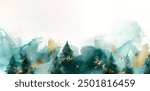 Vector image of beautiful watercolor painting of a winter landscape. Gentle waves of glistening snow, a sense of tranquility and peace. For use in a variety of projects, including holiday cards