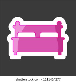 Vector image of the bed. Flat Bed Icon. Vector  icon colored sticker. Layers grouped for easy editing illustration.  For your design.
