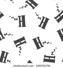 Vector image bed, night dream and rest. Vector bed icon seamless pattern on a white background.