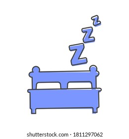 vector image bed, night dream and rest. Vector bed icon cartoon style on white isolated background.