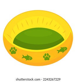 Vector image of a bed for pets. The concept of pet care. A pet store design element for a website, application, etc.