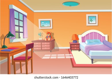 The vector image of the bedroom is very beautiful.