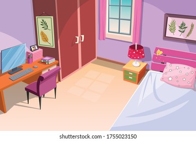 The vector image of the bedroom is very beautiful.