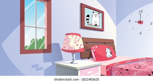 The vector image of the bedroom is very beautiful.