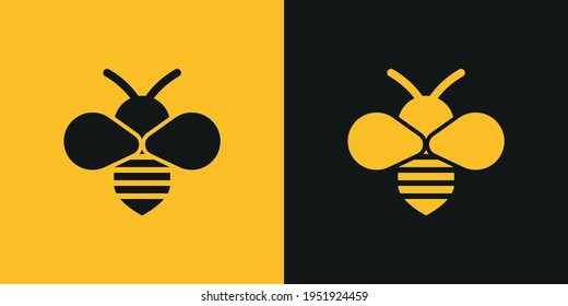 Vector image. Bee icon. Image in black and yellow.